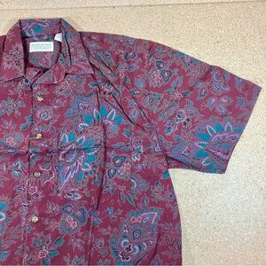 Vtg Banana Republic Safari Travel Shirt Mens Small Henna Paisley Cotton 80s 90s